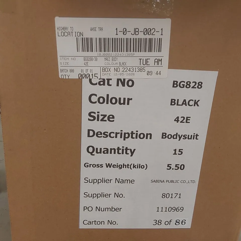 BOX CONTAINING APPROXIMATELY 15x BRAND NEW MAGISCULPT BLACK BODYSUITS - SIZE 42E