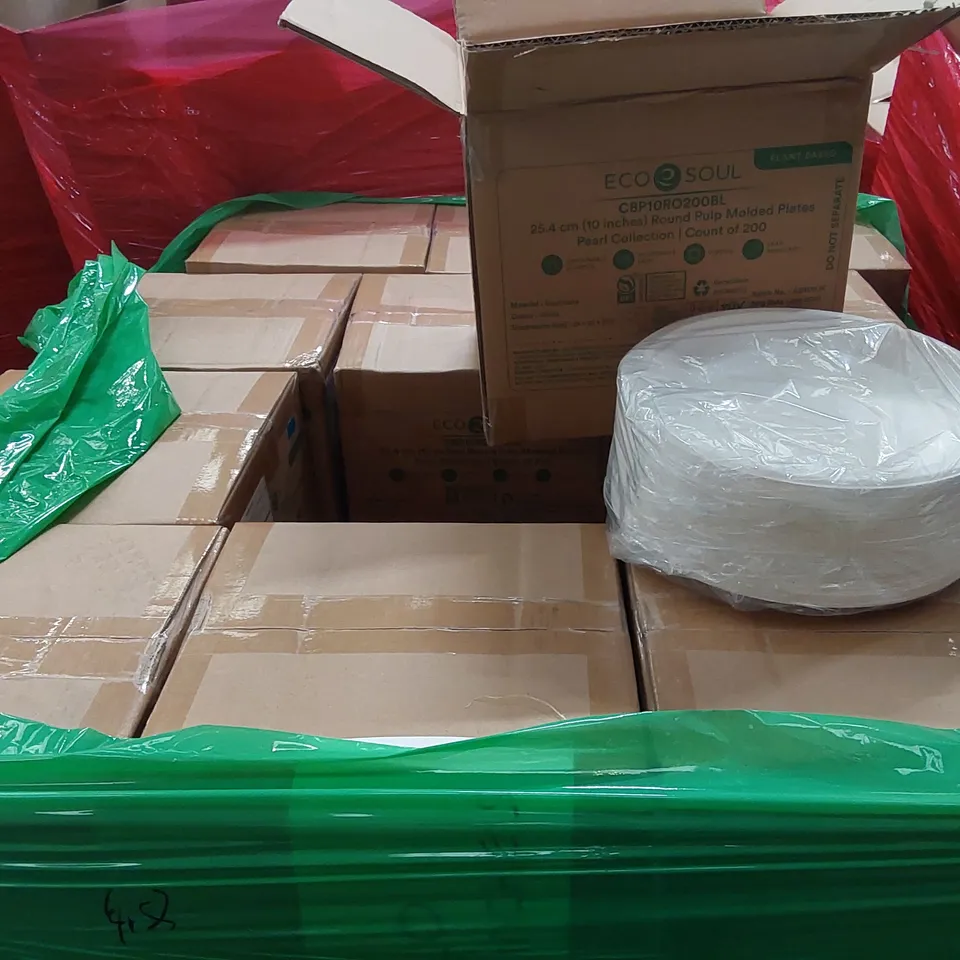 PALLET OF APPROXIMATELY 48 BOXES OF 200x 25.4CM (10") ROUND PULP MOLDED PLATES