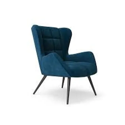 BOXED DOREL DALTON BLUE VELVET ACCENT CHAIR
