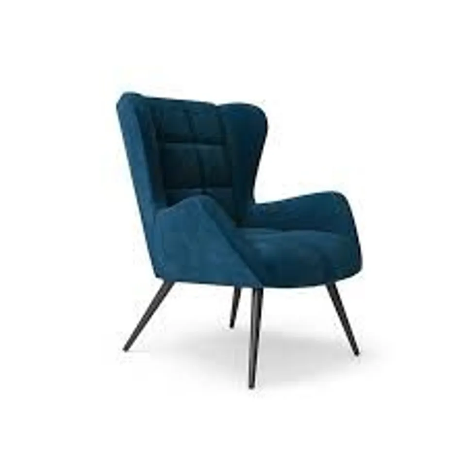 BOXED DOREL DALTON BLUE VELVET ACCENT CHAIR