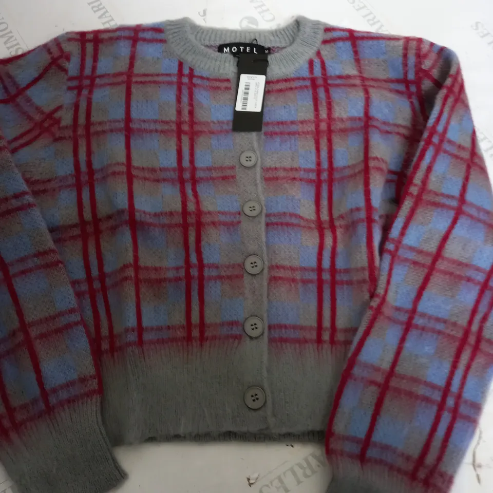 MOTEL ANZIO CARDI MULTI CHECK SWEATER - MEDIUM