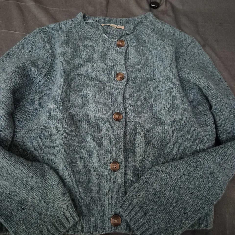 SEASALT CORNWALL WOMEN'S CARDIGAN – TEAL KNIT, UK 16 (EU 44)