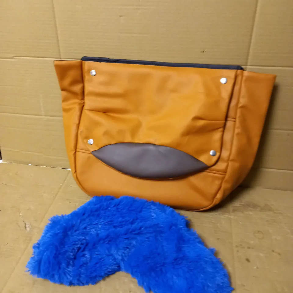 LOT OF 2 ITEMS INCLUDING FLUFFY PILLOW COVER AND LEATHER SEAT COVER