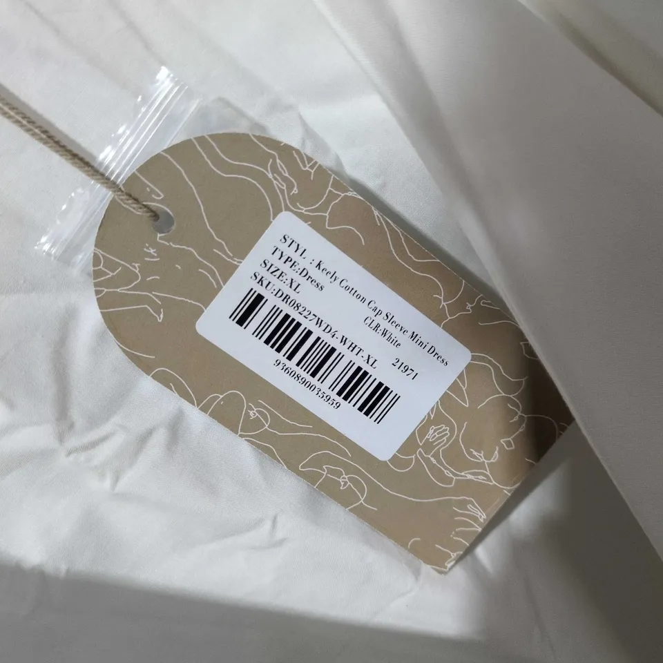 Meshki Keely Cotton Cap Sleeve Mini Dress – White – XL