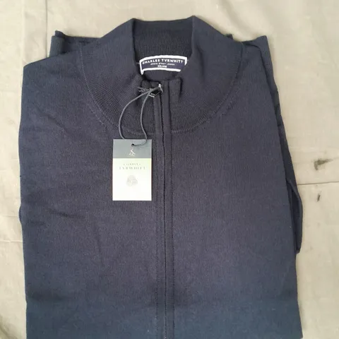 CHARLES TYRWHITT PURE MERINO ZIP GILET IN NAVY SIZE XXL