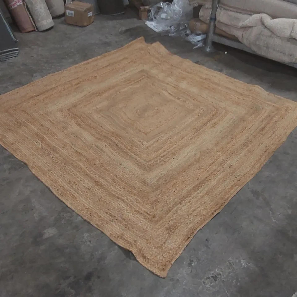 QUALITY DESIGNER JUTE RUG - APPROXIMATELY 195 x 195cm