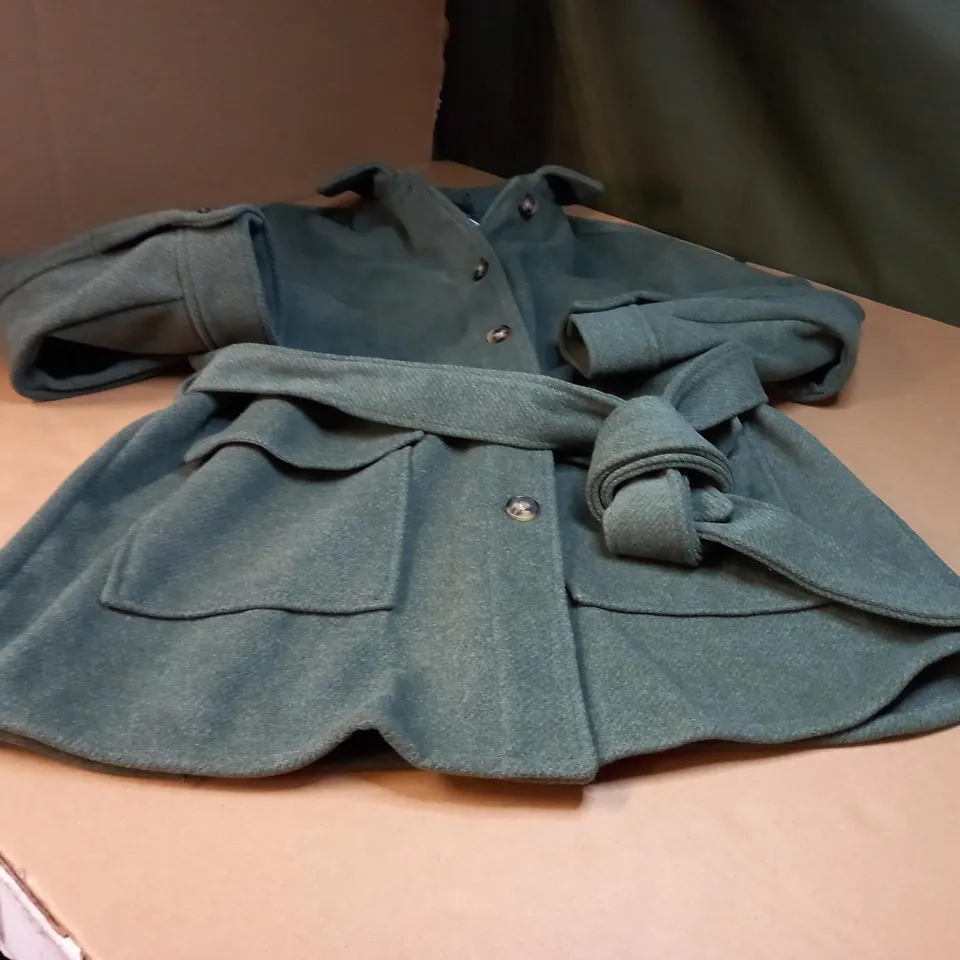 M&S SAGE BUTTON THROUGH WOOL LOOK  JACKET - SIZE 20