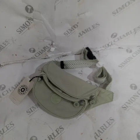 KIPLING CROSSBODY BAG IN SAGE GREEN WITH CHEVRON STRAP