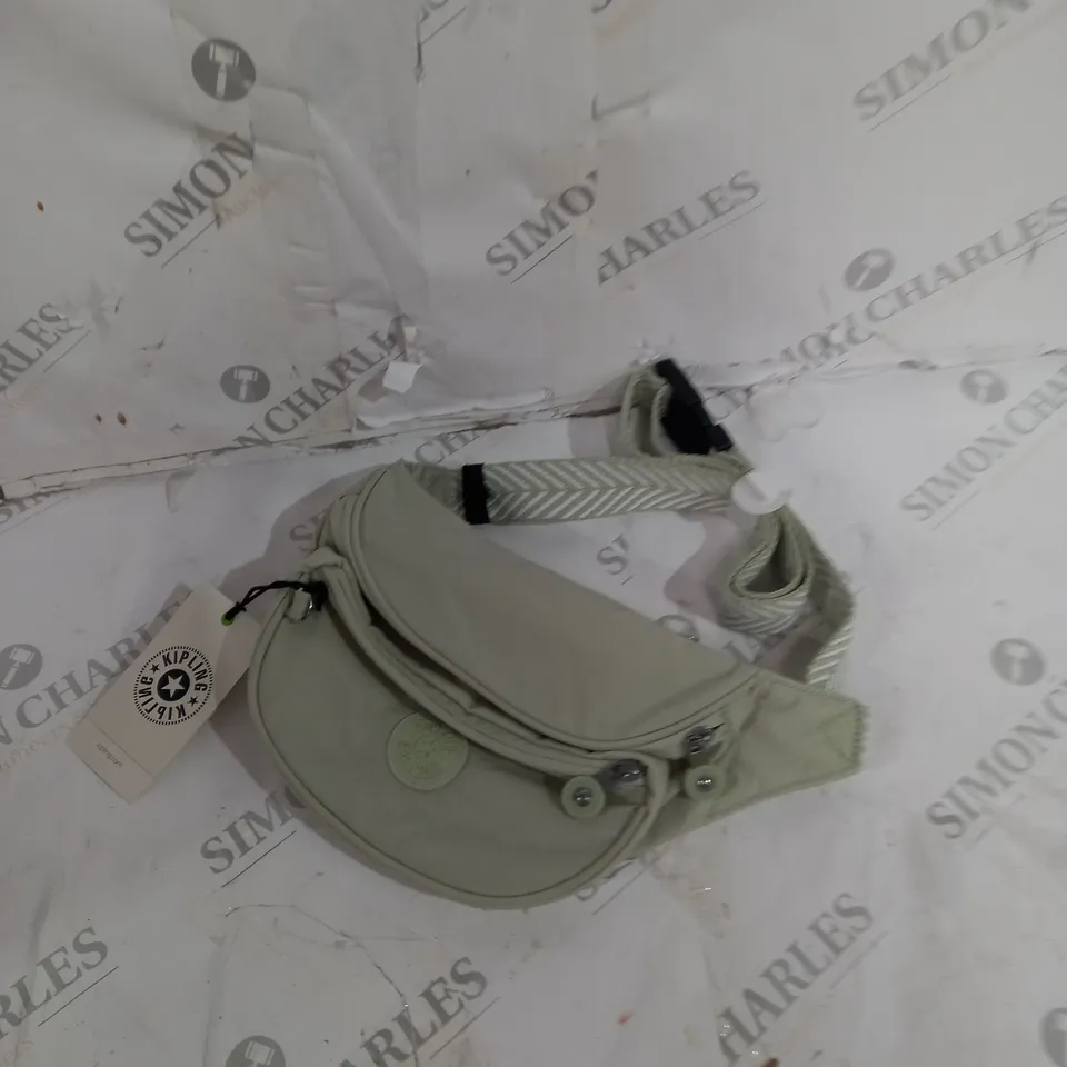 KIPLING CROSSBODY BAG IN SAGE GREEN WITH CHEVRON STRAP 