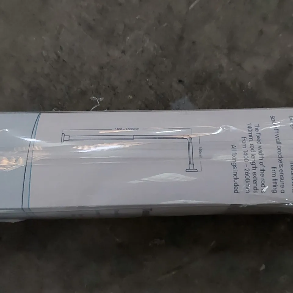 BOXED L-SHAPED FIXED SHOWER CURTAIN RAIL 