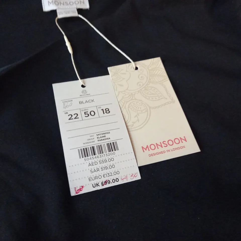 MONSOON BLACK MAXI DRESS - UK 22