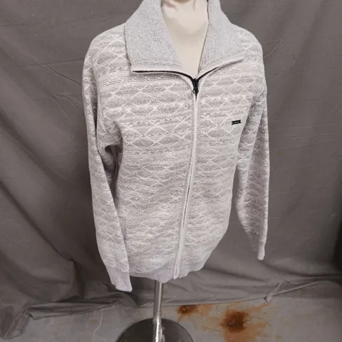RADO-LINE KNITTED ZIP THROUGH JACKET IN GREY MULTI SIZE 10