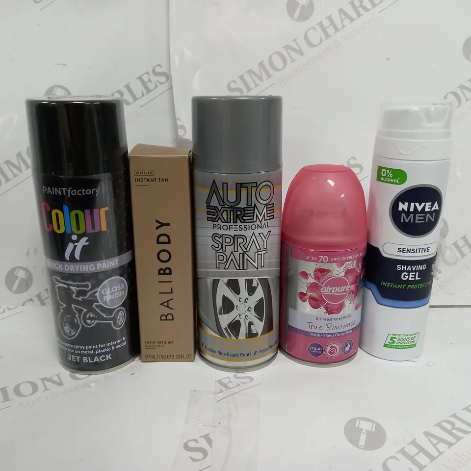 BOX OF APPROX 10 ASSORTED AEROSOLS TO INCLUDE -NIVEA SHAVING GEL - AIRPURE - BALIBODY ECT