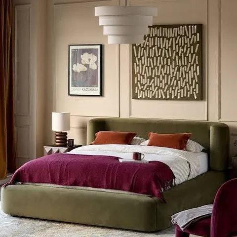 BOXED DANETTI DARLA OLIVE GREEN VELVET KING SIZE OTTOMAN STORAGE BED (4 BOXES)