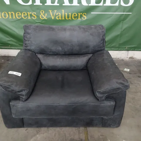 DESIGNER SOFOLOGY SANTINO DARK GREY LEATHER ARMCHAIR