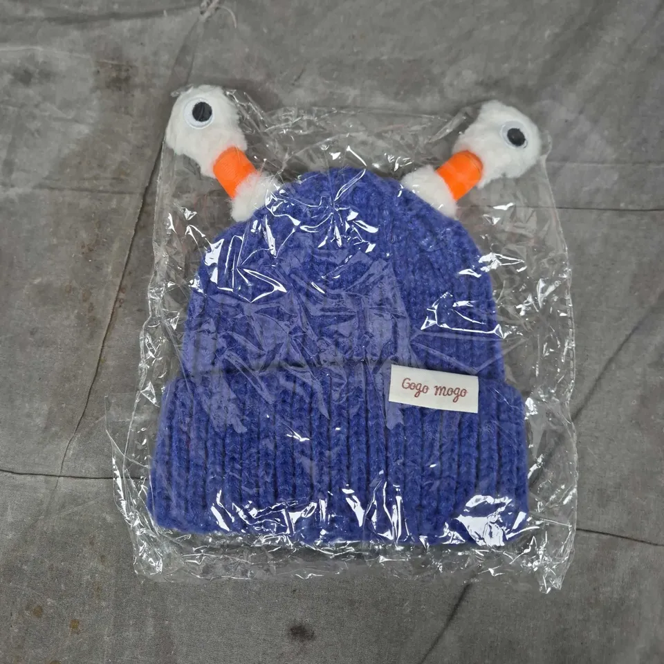 Gogo Mogo Blue Baby Knit Beanie Hat with Antenna Pom-Poms