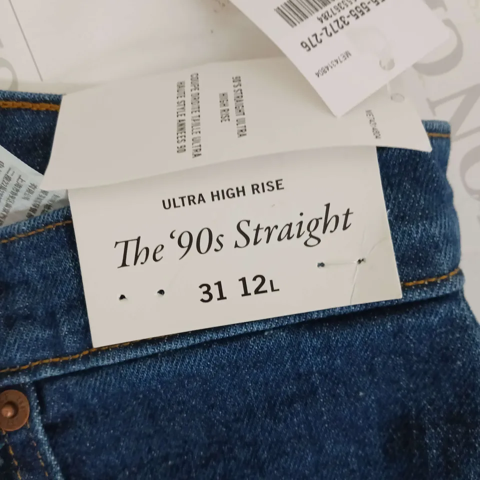 ABER CROMBIE BLUE DENIM ULTRA HIGH RISE 90s STRAIGHT JEANS SIZE 31 12L