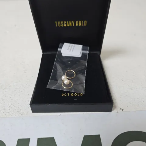 TUCSANY GOLD 9CT GOLD FRESH WATER PEARL EAR RINGS IN BLACK BOX