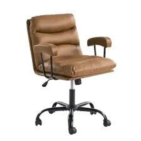 BOXED AUGUSTUS MODERN FAUX LEATHER ERGONOMIC SWIVEL OFFICE CHAIR IN CAMEL WITH HEIGHT ADJUSTMENT