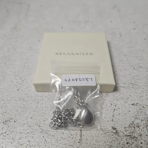 RECOGNISED SILVER PEBBLE PENDANT ON CABLE CHAIN NECKLACE