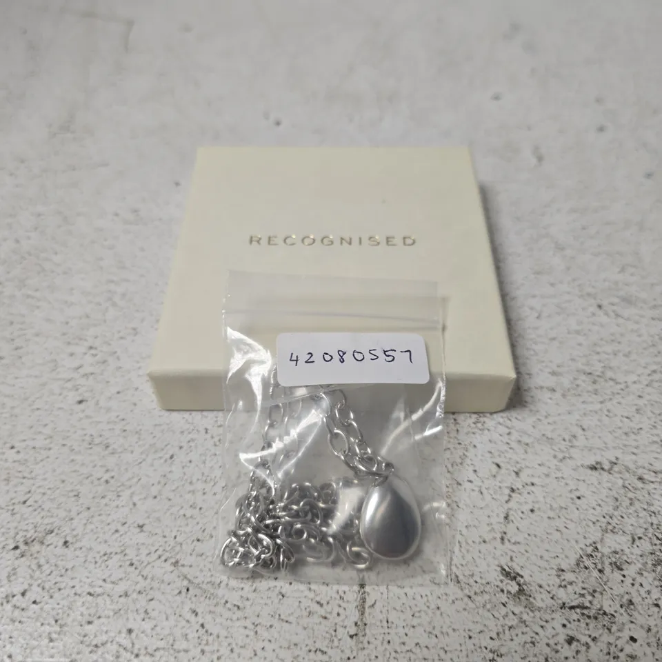 RECOGNISED SILVER PEBBLE PENDANT ON CABLE CHAIN NECKLACE