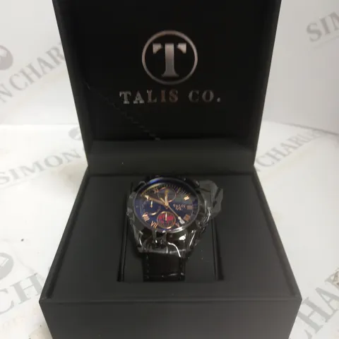 MENS TALIS CO 7120 CHRONOGRAPH WATCH β MOON PHASE MOVEMENT β GENUINE LEATHER STRAP