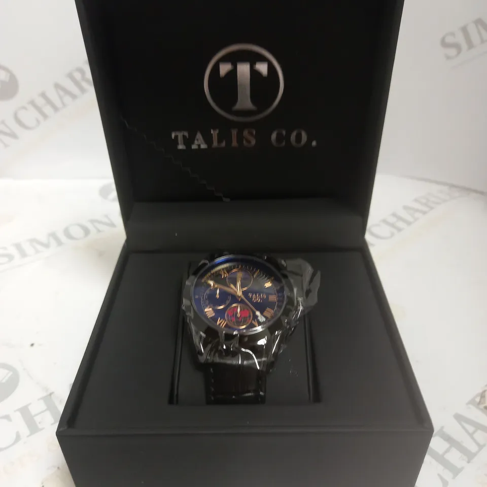 MENS TALIS CO 7120 CHRONOGRAPH WATCH – MOON PHASE MOVEMENT – GENUINE LEATHER STRAP 