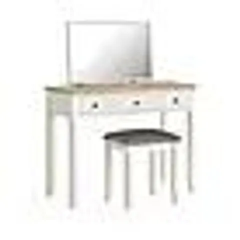 BOXED MARLOW DRESSING TABLE AND BENCH SET - WHITE (1 BOX)