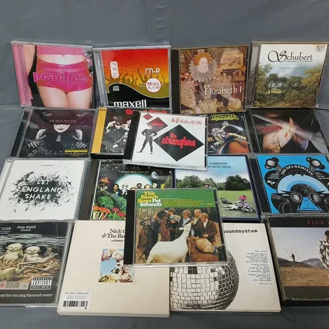APPROXIMATELY 35 ASSORTED CDS FROM VARIOUS ARTISTS TO INCLUDE THE STRANGLERS, LIMP BIZKIT, PINK FLOYD, ETC