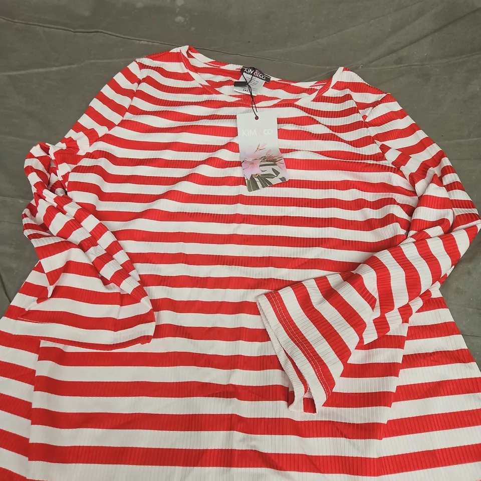 KIM & CO RED & WHITE STRIPED TOP - M
