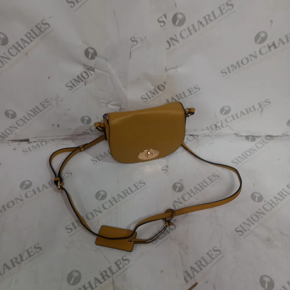 ASHWOOD REAL LEATHER CROSSBODY BAG IN MUSTARD WITH FLORAL INTERIOR