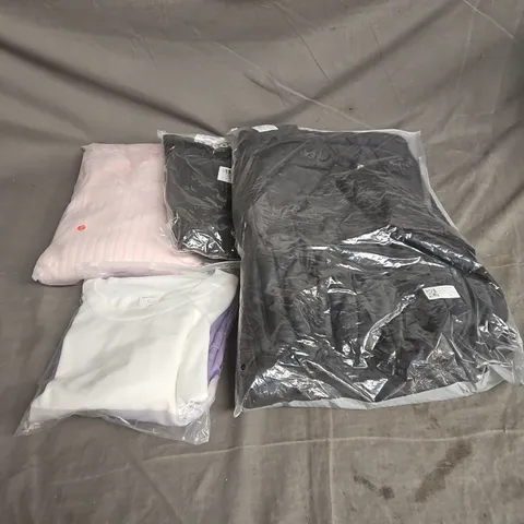 BOX OF APPROXIMATELY 20 ASSORTED CLOTHING ITEMS TO INCLUDE JACKET, TOPS, TROUSERS, ETC