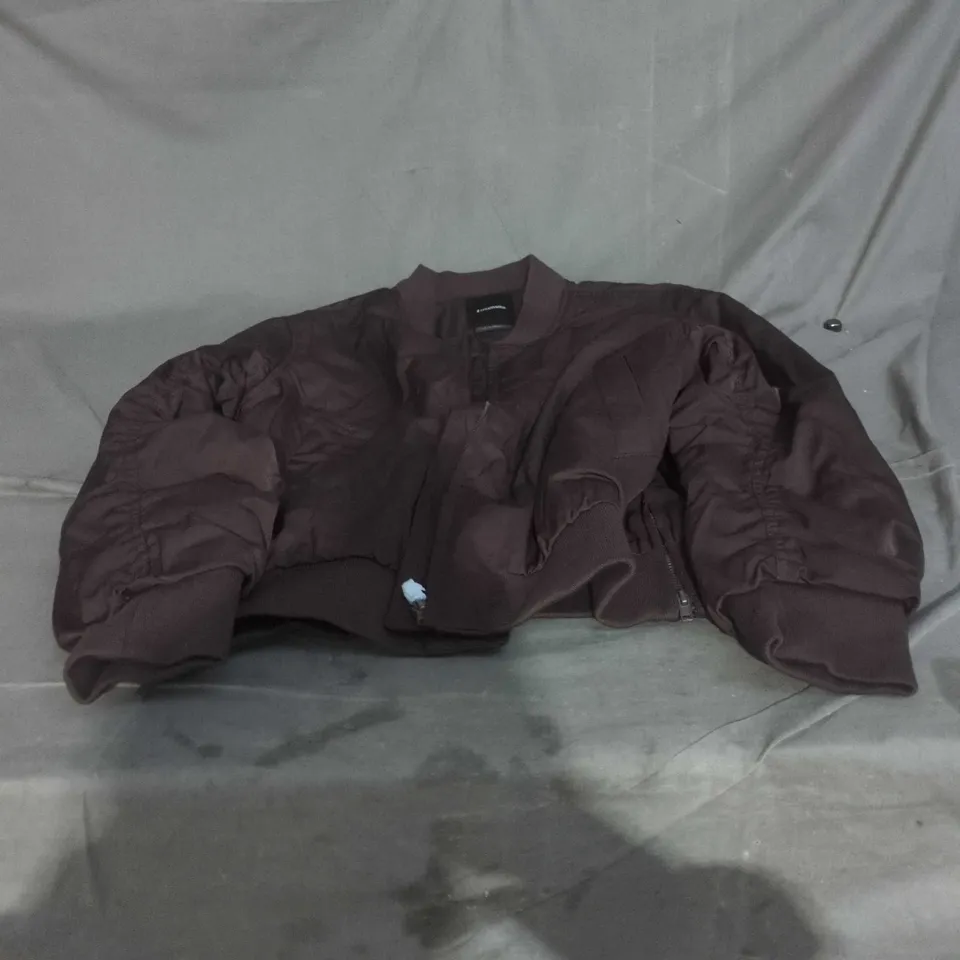 STRADIVARIUS WOMEN'S BOMBER JACKET – BROWN/MARSALA, EUR M (US M, MEX 28) MADE IN CAMBODIA