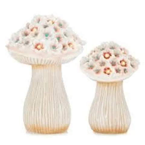 GARDEN REFLECTIONS SET OF 2 LARGE AND SMALL SOLAR TOADSTOOLS