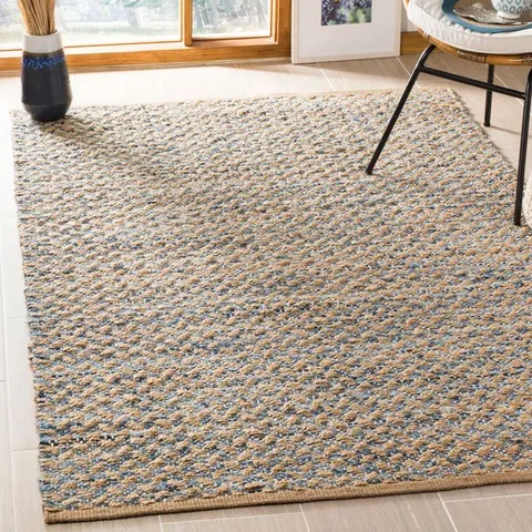 REINHEIMER HANDWOVEN FLATWEAVE JUTE,SISAL BLUE, NATURAL AREA RUG APPROXIMATELY 183X274CM