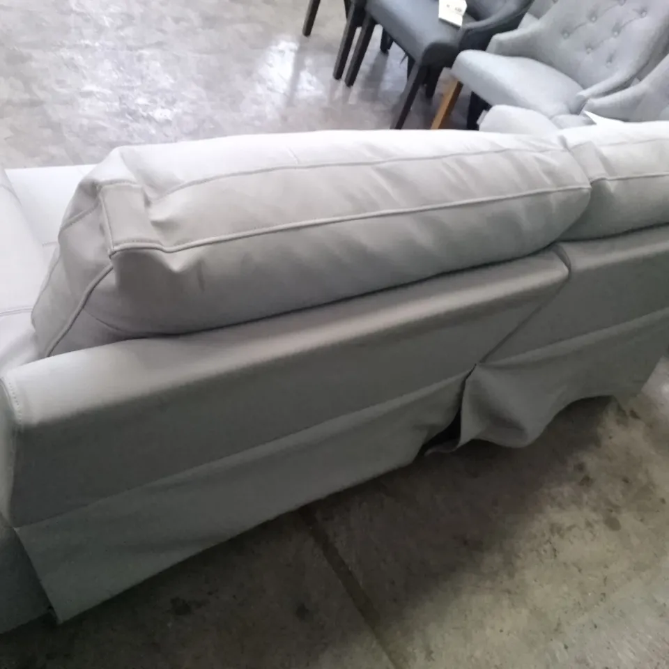 QUALITY DESIGNER MONTANA 3 SEATER MANUAL RECLINER SOFA - LIGHT GREY LEATHER 