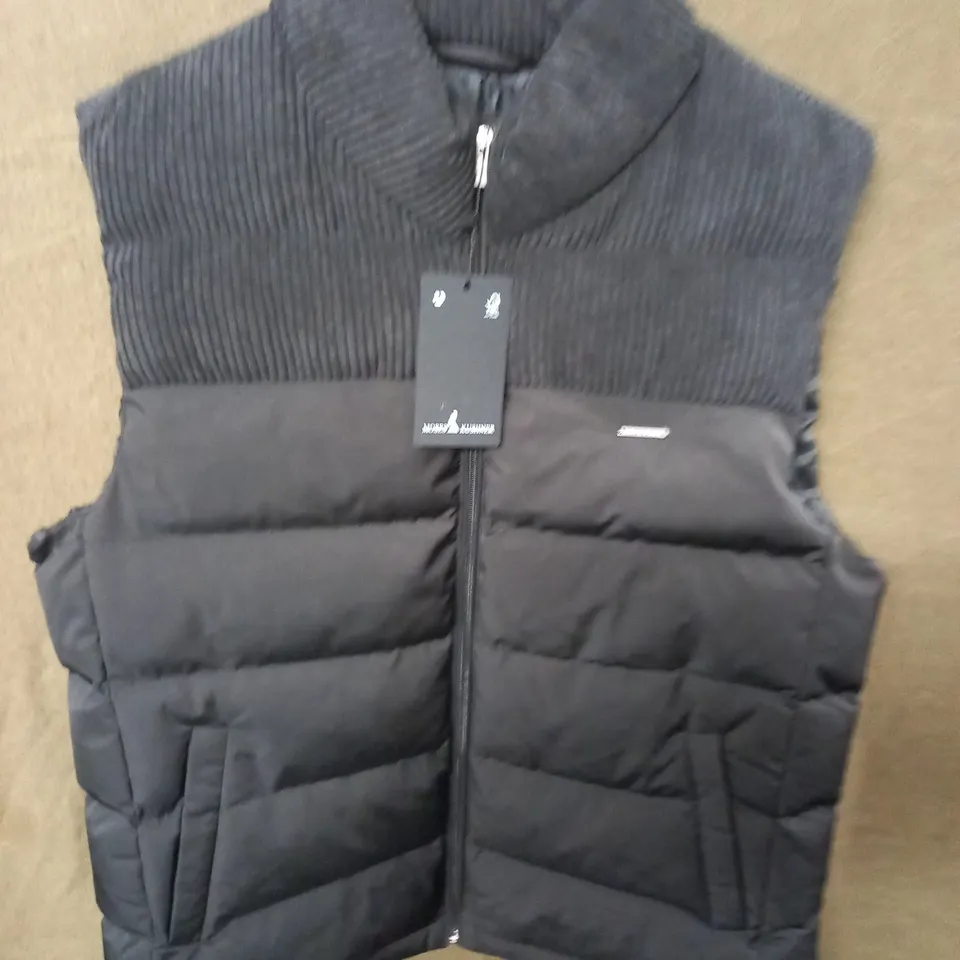 BRAND NEW MOSES KUSHNER TWO TEXTURE PADDED GILET IN BLACK - 58