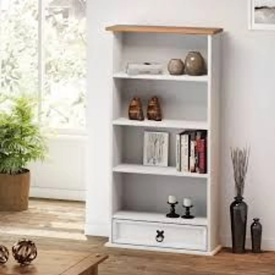 BOXED CORONA 2 DRAWER DVD RACK - WAXED WHITE (1 BOX)