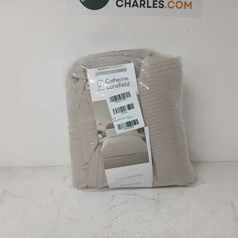 CATHERINE LANDSFIELD FOLKSTONE GEO DUVET COVER SET - NATURAL - SUPER KING SIZE