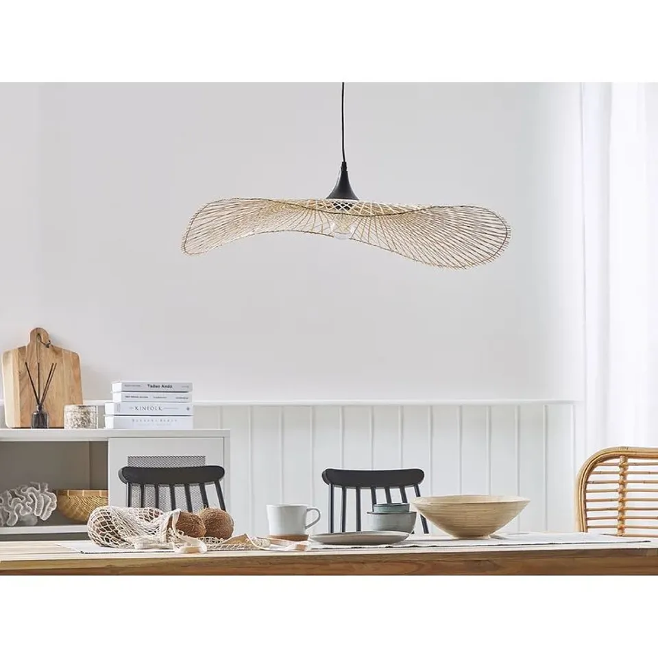 BOXED THELMA 1-LIGHT LIGHT WOOD NOVELTY PENDANT 