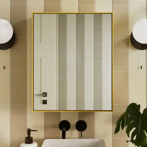 BOXED ELEMENTS GARNER MIRRORED WALL CABINET - OCHRE (1 BOX)