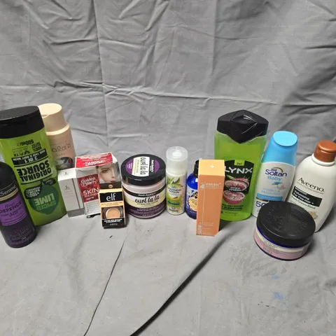 APPROXIMATELY 20 ASSORTED COSMETICS ITEMS TO INCLUDE LYNX 3IN1 EPIC FRESH, GLOW+ LIGHT IT UP, AUNT JACKIES CURL LA LA, ETC