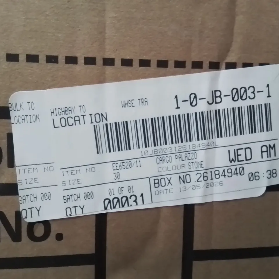 BOXED BRAND NEW APPROXIMATELY 31 JD WILLIAMS CARGO PALAZZO TROUSERS STONE SIZE 30