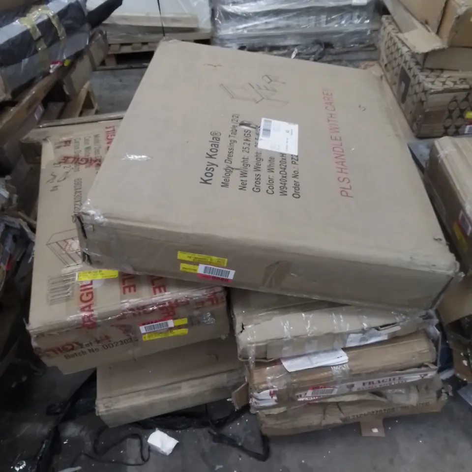 PALLET TO CONTAIN AN ASSORTMENT OF DESIGNER FURNITURE PARTS. 