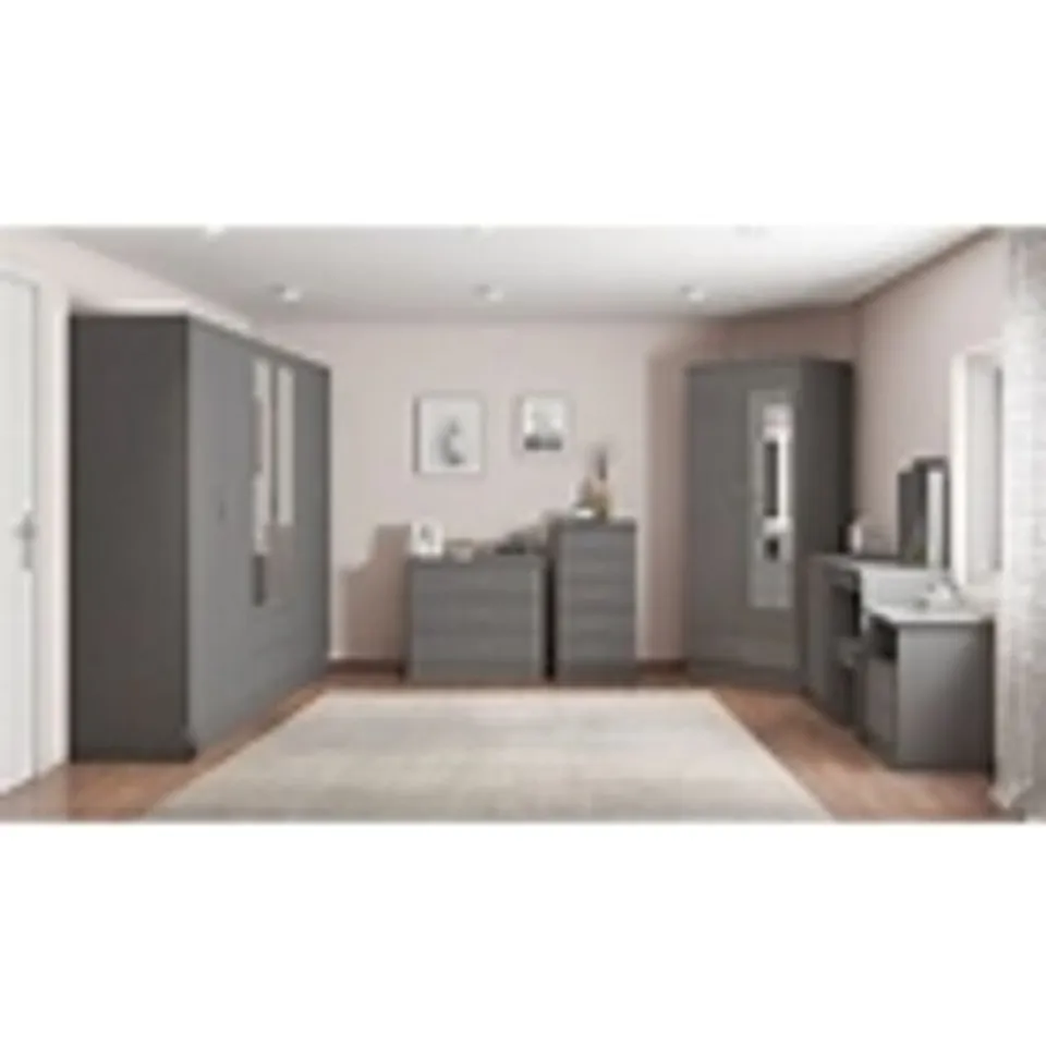 BOXED BRASHEAR 6 DOOR GREY GLOSS WARDROBE (3 OF 4 BOXES ONLY INCOMPLETE)