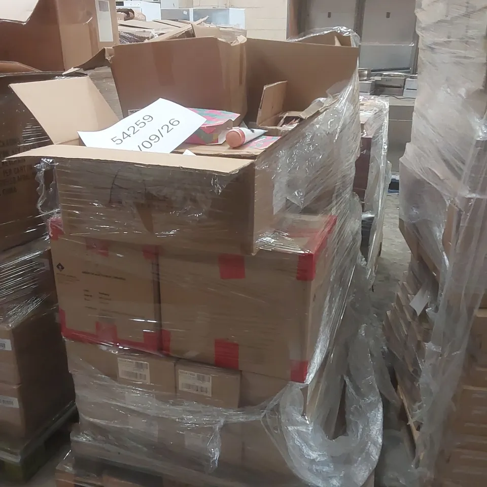 PALLET CONTAINING A VERY LARGE QUANTITY OF ASSORTED BEAUTY RELATED PRODUCTS INCLUDING: REVITALISING EYE GELS, BODY CLEANSER, HAIR REMOVER LEG MASK, HAND HELD MIRRORS ECT