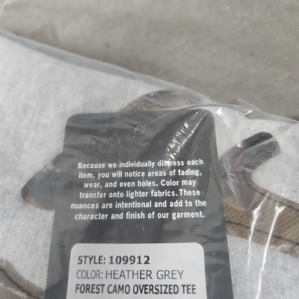 TRUE RELIGION BRAND JEANS T-SHIRT – HEATHER GREY FOREST CAMO, OVERSIZED, XXL