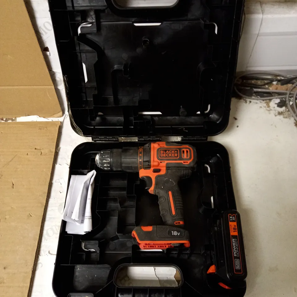 BLACK+DECKER 18 V CORDLESS 2-GEAR COMBI HAMMER DRILL POWER TOOL 