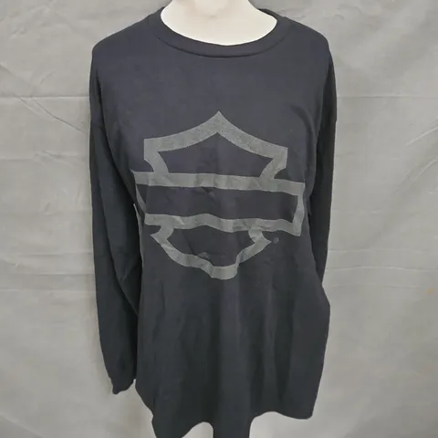 HARLEY DAVIDSON WESTCOAST PIT LANE LONG SLEEVE TOP IN BLACK SIZE L