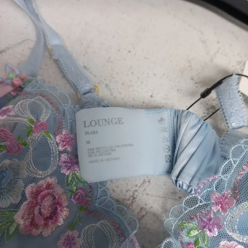 LOUNGE BLUE FLORAL EMBROIDERED SLEEPWEAR TOP, SIZE M